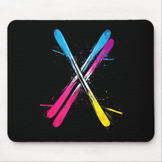 Mousepad Esqui desenho vibrante esquis cruzados