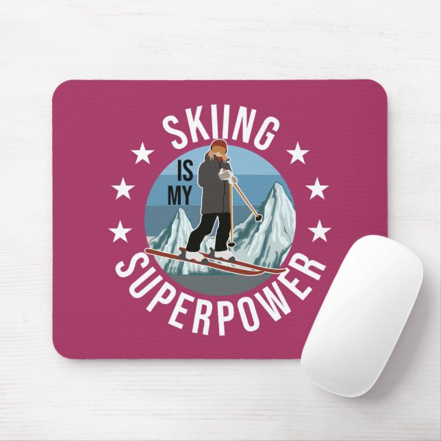 Mousepad Esqui É Minha Superpotência (Com mouse)