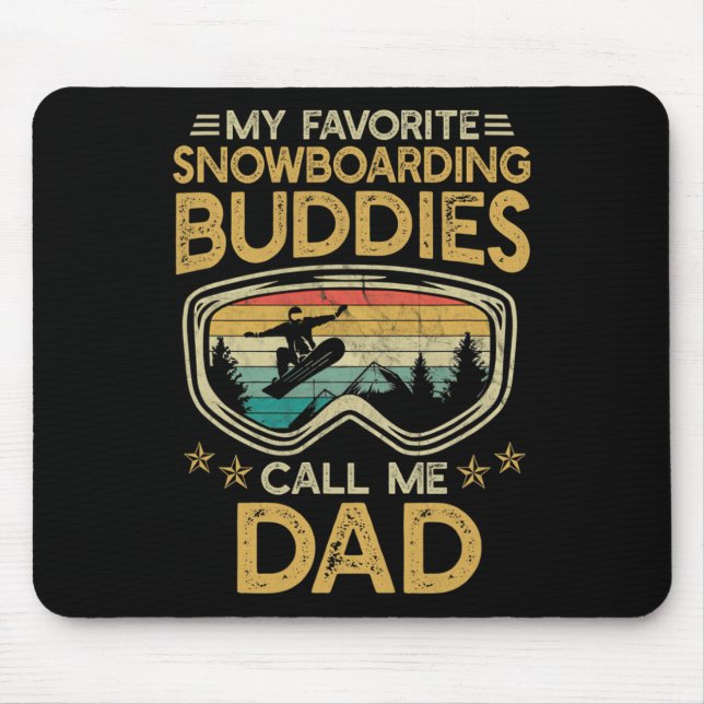 Mousepad Esqui - Meus Amigos Favoritos De Snowboard Me Cham (Frente)