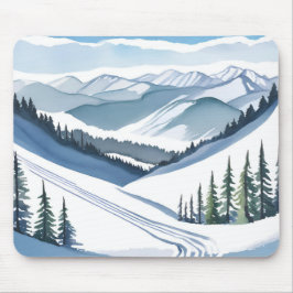Mousepad Esqui Mountain Watercolor