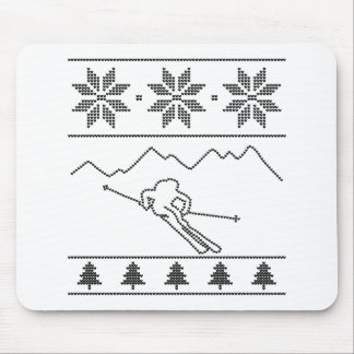 Mousepad Esquiador - padrão de tricô - Natal - montanhas