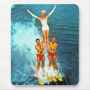 Mousepad Esquiadores retros da água dos Dells das mulheres