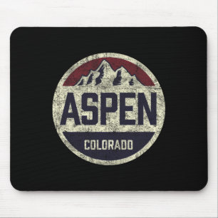 Mousepad Esquiando em Círculo de Montanha Vintage Retro Asp