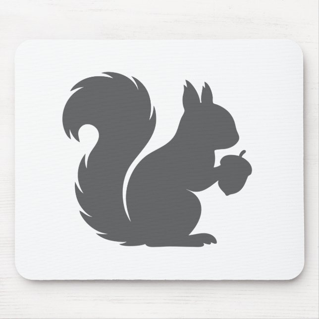 Mousepad Esquilo Animal Cinza sobre Branco (Frente)