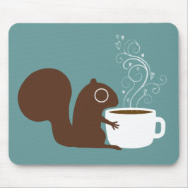 Mousepad Esquilo bonito com café | Whimsic Animal Art
