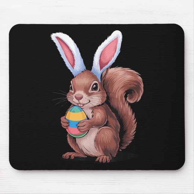 Mousepad Esquilo Com Coelhinhos Ouvem Páscoas Engraçadas Me (Frente)