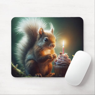 Mousepad Esquilo com Cupcake de aniversário