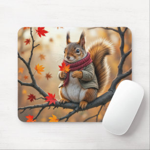 Mousepad Esquilo com Folha de Mapeamento de Outono