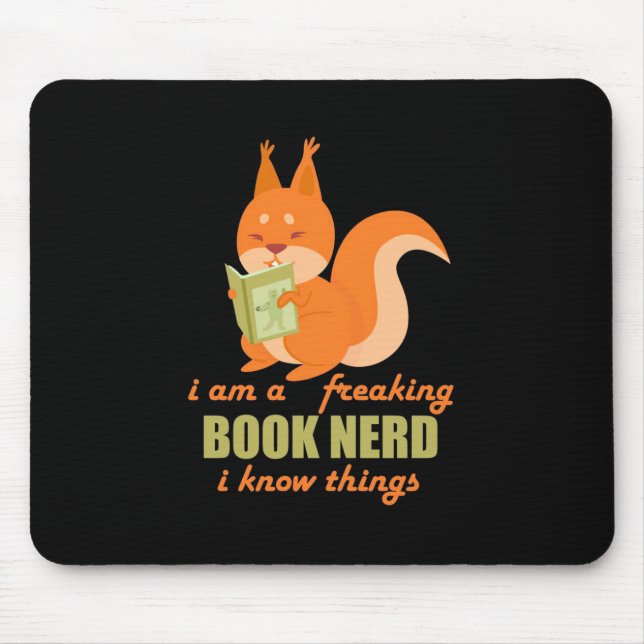 Mousepad Esquilo do Nerd de Livro (Frente)