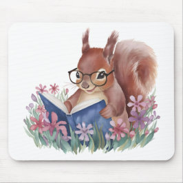 Mousepad Esquilo Lendo Um Livro, Escondido Em Flores
