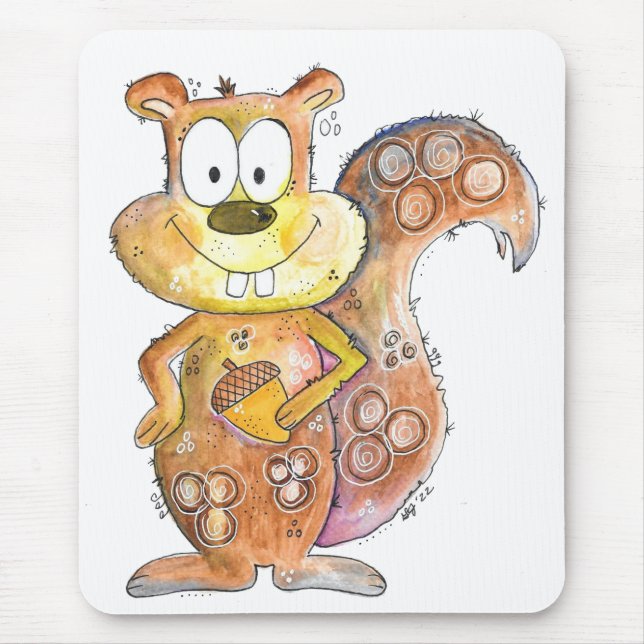 Mousepad Esquilo Marrom Branco Bonito (Frente)