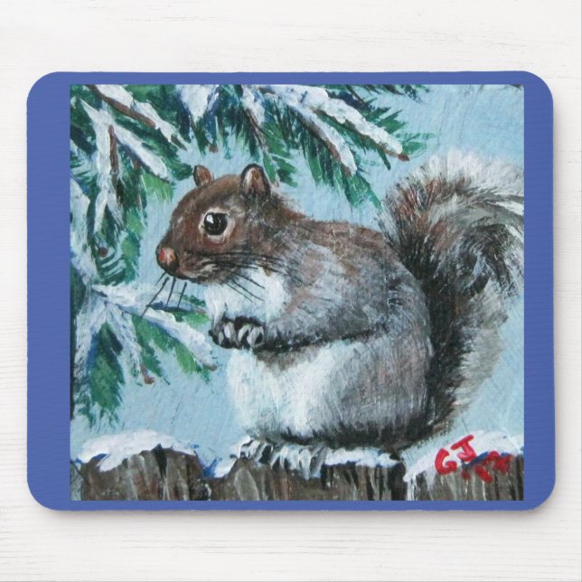 Mousepad Esquilo no ramal de neve (Frente)