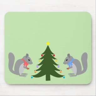 Mousepad Esquilos Decorantes de Árvores de Natal