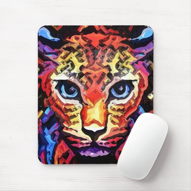 Mousepad Esse Visual Colorido de Leopardo  (Com mouse)