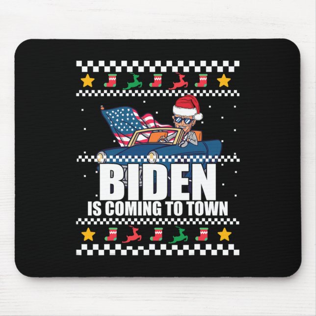 Mousepad Está Chegando À Cidade De Um Suéter De Natal Feio (Frente)
