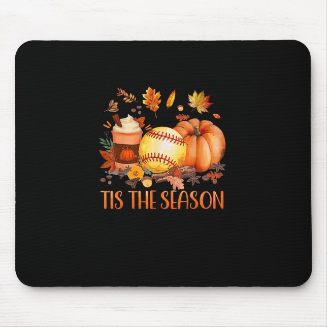 Mousepad Esta É A Estação Pumpkin Leaf Latte Fall Softball (Frente)