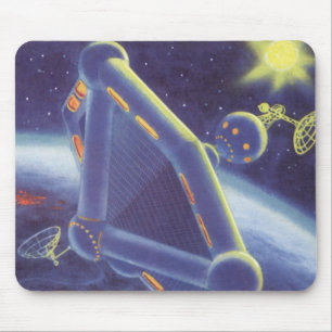 Mousepad Estação Espacial Vintage Science Fiction Orbiting