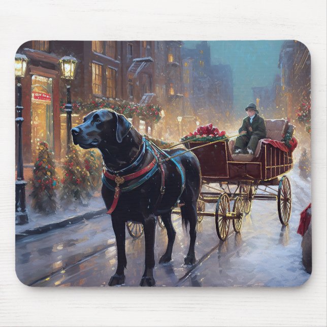 Mousepad Estação Festiva de Natal Black Labrador (Frente)