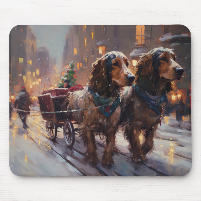 Mousepad Estação Festiva de Natal Inglês Cocker Spaniel (Frente)