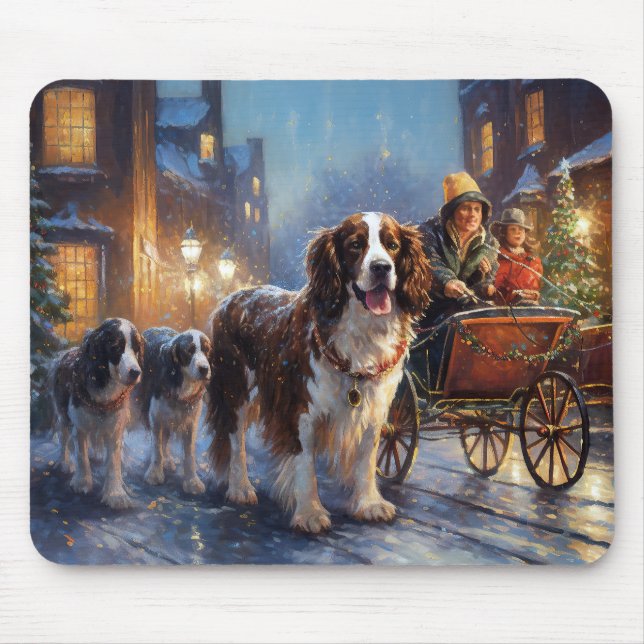 Mousepad Estação Festiva de Natal Inglês Springer Spaniel (Frente)