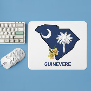 Mousepad Estado da Carolina do Sul Flor Amarelo Amarelo Jes