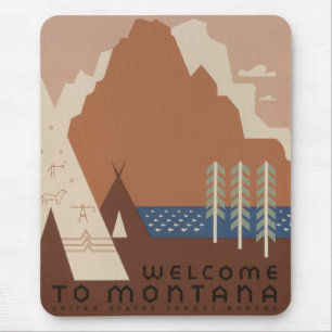 Mousepad Estado de Montana: Tribos Indígenas, Montanhas, Pr