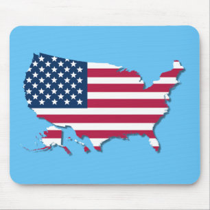 Mousepad Estados Unidos Mapa e Bandeira Vermelho Branco e A