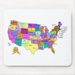 Mousepad Estados Unidos rotulados com letras maiúsculas