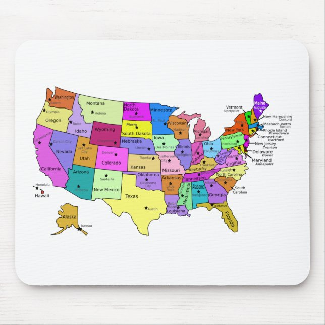 Mousepad Estados Unidos rotulados com letras maiúsculas (Frente)