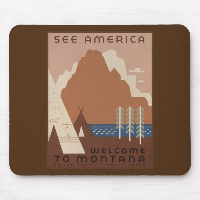 Mousepad Estadual Montana - Tribos indígenas americanas WPA (Frente)