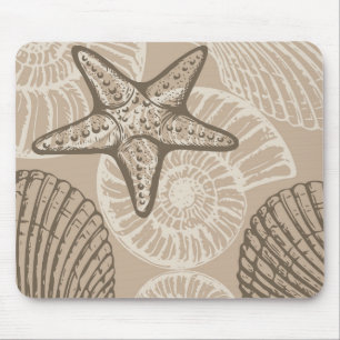 Mousepad Estaleiro-marinho costeiro e conchas no bege