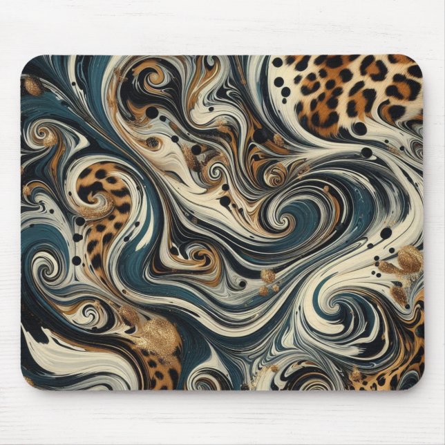 Mousepad Estampa Abstrata de Leopardo em Espiral (Frente)