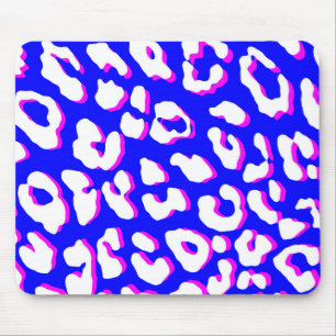 Mousepad Estampa de leopardo branco azul rosa
