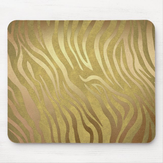 Mousepad Estampa de Zebra em Bronze Dourado Safari da Selva (Frente)