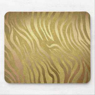 Mousepad Estampa de Zebra em Bronze Dourado Selva Safari Gl