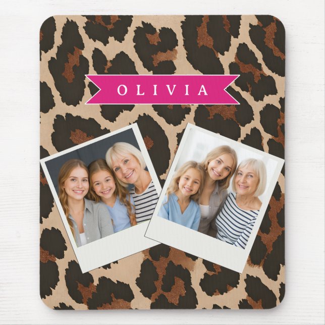 Mousepad Estampa Personalizada de Leopardo Rosa Chic Estamp (Frente)