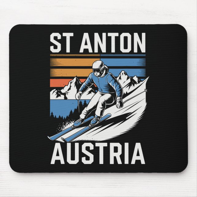 Mousepad Estância de esqui Retro St Anton Áustria (Frente)