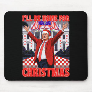 Mousepad Estarei em Casa no Natal Papai Noel Divertido Trum