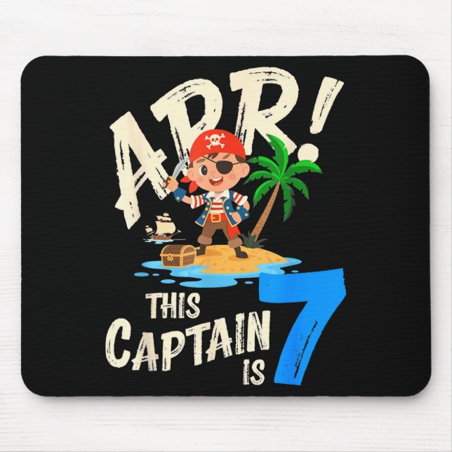 Mousepad Este capitão é pirata arr de 7 anos de idade faz 7 (Frente)