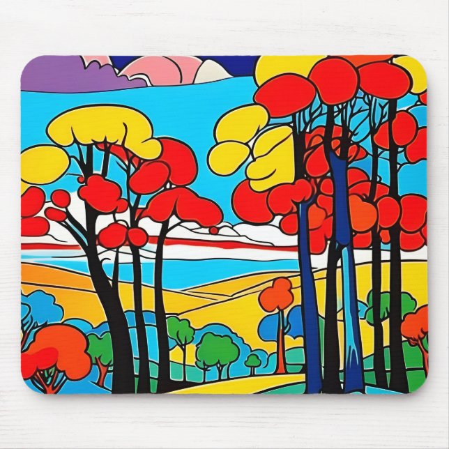Mousepad Este lindo bocal tem uma paisagem colorida (Frente)