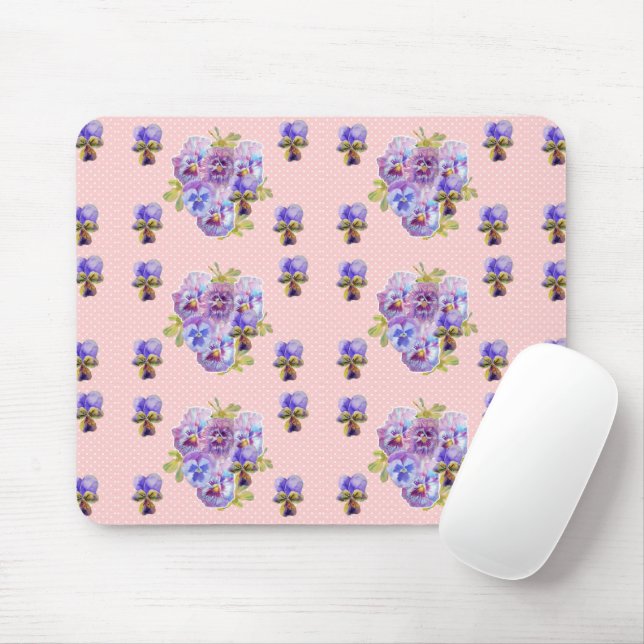 Mousepad Esteira de rato roxa pansy floral desbotada (Com mouse)