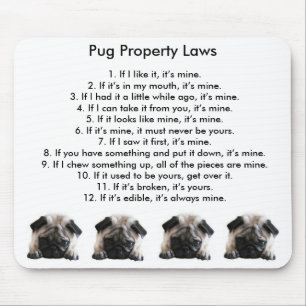 Mousepad Esteira do rato das leis da propriedade do Pug