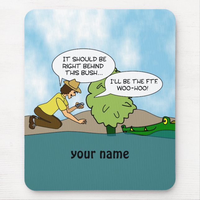 Mousepad Esteira personalizada Geocaching engraçada do rato (Frente)