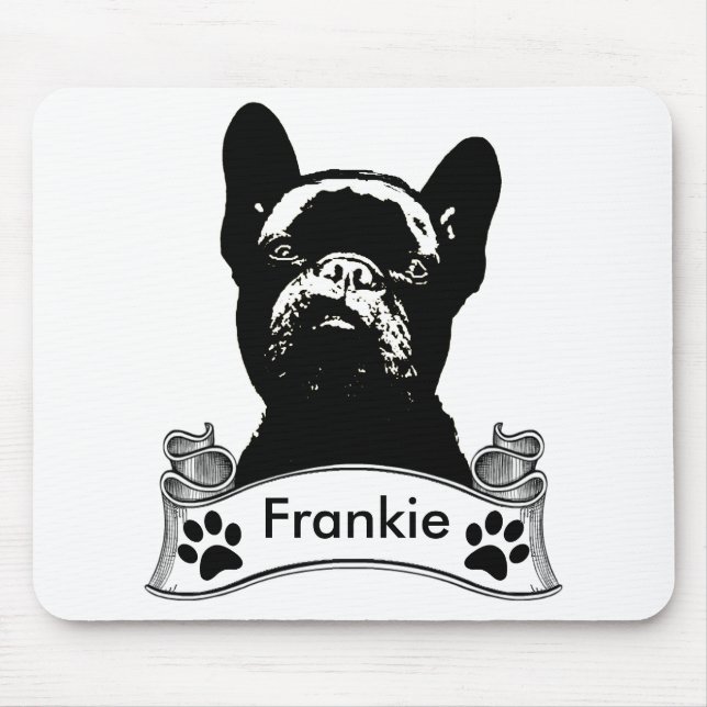 Mousepad Estêncil do buldogue francês personalizado (Frente)
