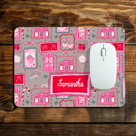 Mousepad Estética coquete cinza, padrão caprichoso e femini