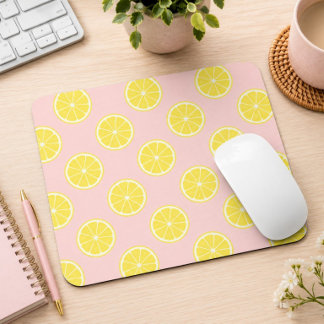 Mousepad Estética de Verão Feminina Fatia de Limão Rosa