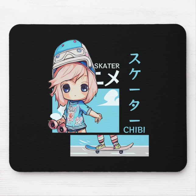 Mousepad Estética Japonesa Kawaii Chibi Skate  (Frente)