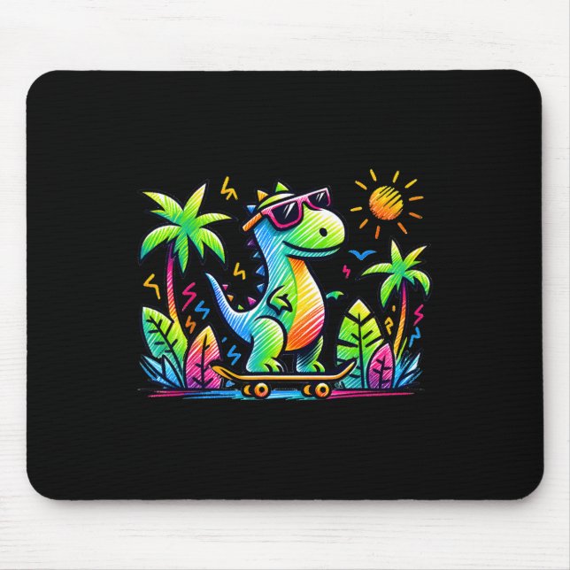 Mousepad Estética Kidcore Dinossauro Skate Doodle Al (Frente)