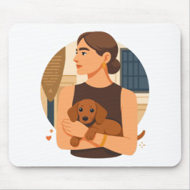 Mousepad Estética Moderna de Mãe de Cachorro com Cachorrinh