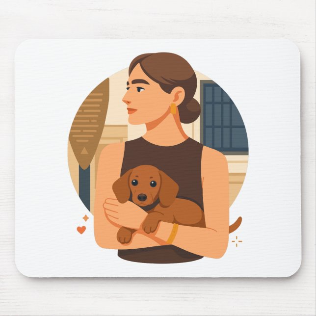 Mousepad Estética Moderna de Mãe de Cachorro com Cachorrinh (Frente)